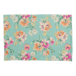Bright Sketch Floral Pattern Pillowcase