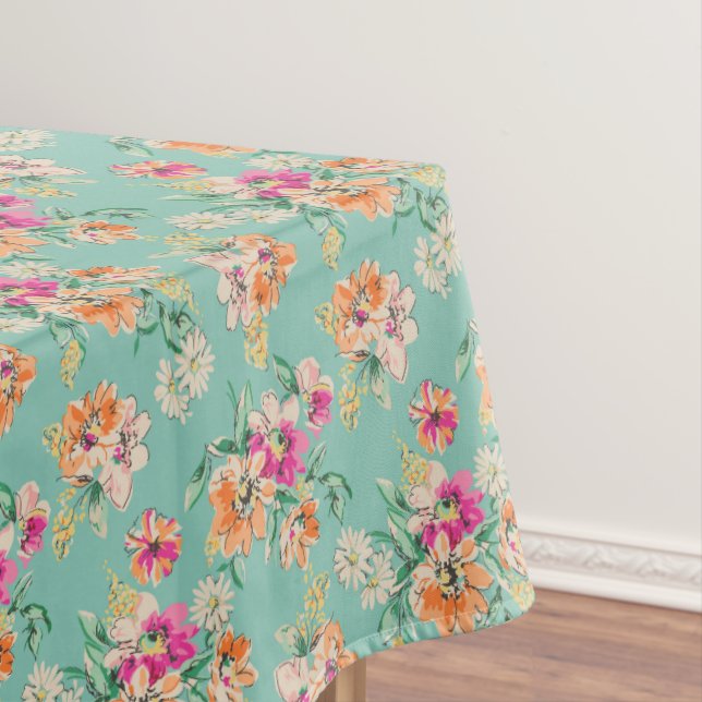 Bright Sketch Floral Pattern Tablecloth (In Situ)