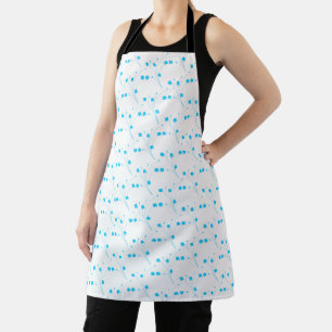 Bright Sky Blue Flowers, Small Floral Print Apron