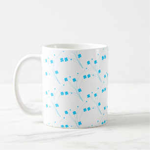 Bright Sky Blue Flowers, Small Floral Print Coffee Mug