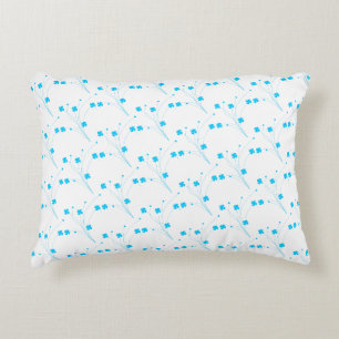 Bright Sky Blue Flowers, Small Floral Print Decorative Cushion