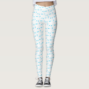 Bright Sky Blue Flowers, Small Floral Print Leggings