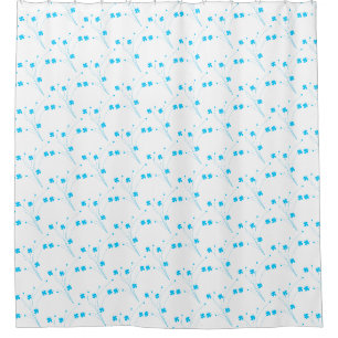 Bright Sky Blue Flowers, Small Floral Print Shower Curtain
