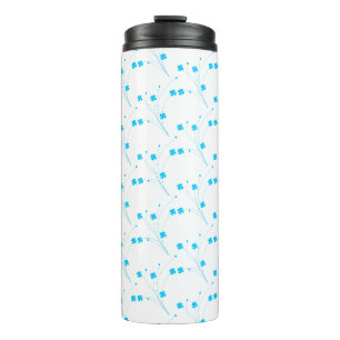 Bright Sky Blue Flowers, Small Floral Print Thermal Tumbler