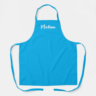 Bright Sky Blue Script Personalised Womens Baking Apron