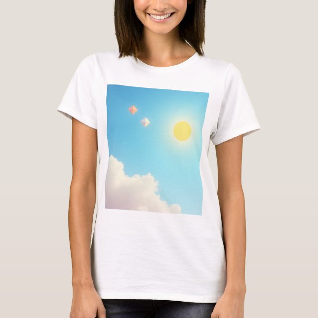 Bright sky with a couple unknown shapes floating T-Shirt (Front)
