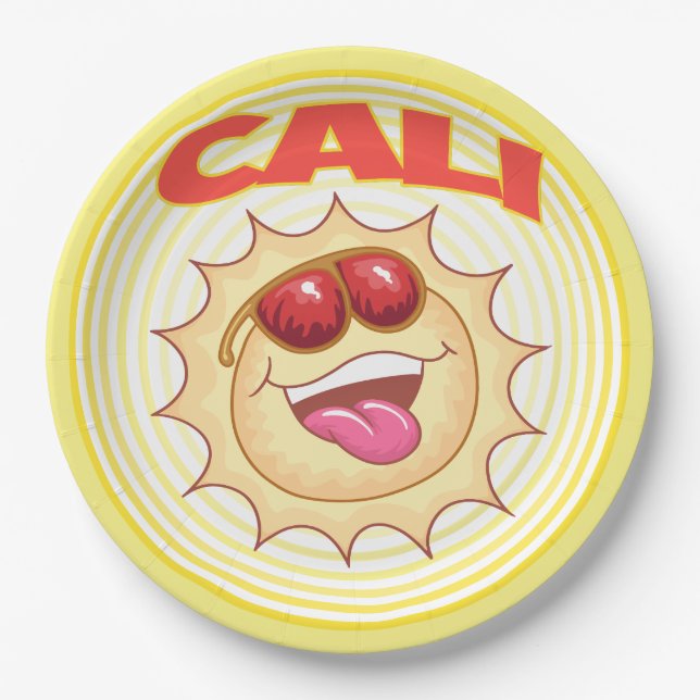 Bright Smiling Cali Sun Paper Plate (Front)