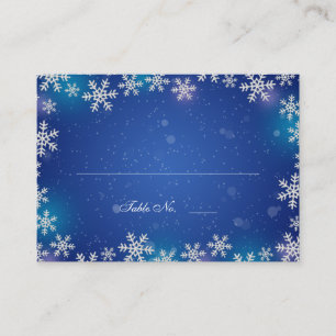 Bright Snowflakes Blue Table Seating Place Cards