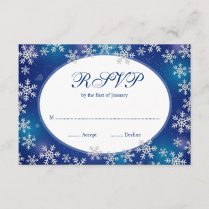 Bright Snowflakes Blue White Winter RSVP