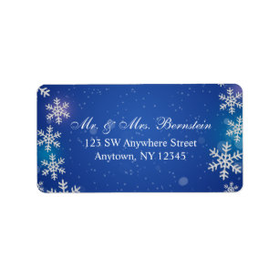 Bright Snowflakes Blue Winter Address Label