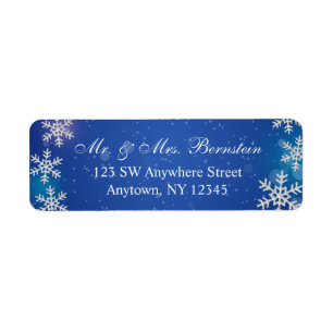 Bright Snowflakes Blue Winter Return Address