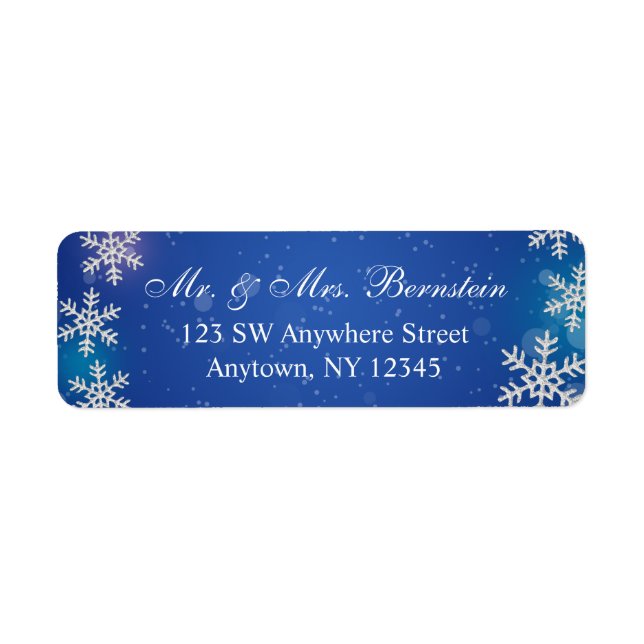 Bright Snowflakes Blue Winter Return Address (Front)