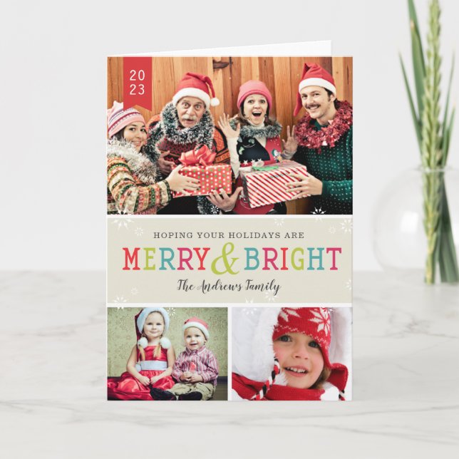 Bright Snowflakes Holiday Photo (Front)