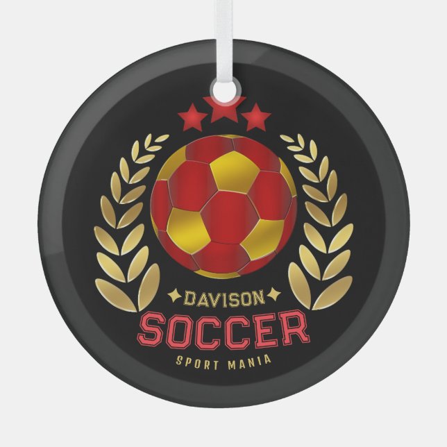 Bright Soccer Logo Personalized Design Glass Tree Decoration (Front)