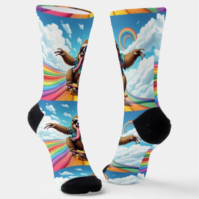 Bright Socks RANDOPIX Skateboard Sloth 0039512 (Angled)