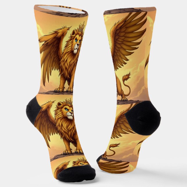 Bright Socks UNISEX Crowned Dragon Lion 0040754 (Angled)