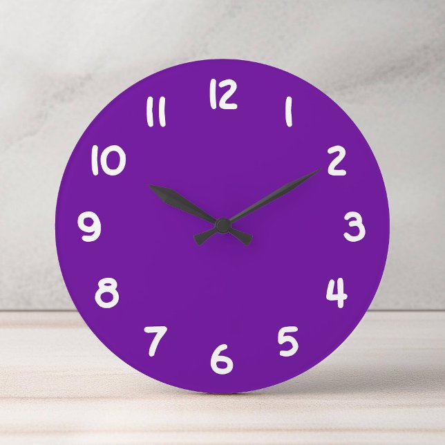 Bright Solid Color Purple Large Clock (Bright Solid Color Purple Large Clock)
