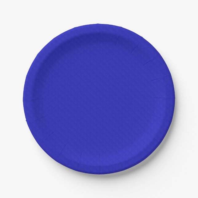 Bright Solid neon blue textured. Paper Plate (Front)