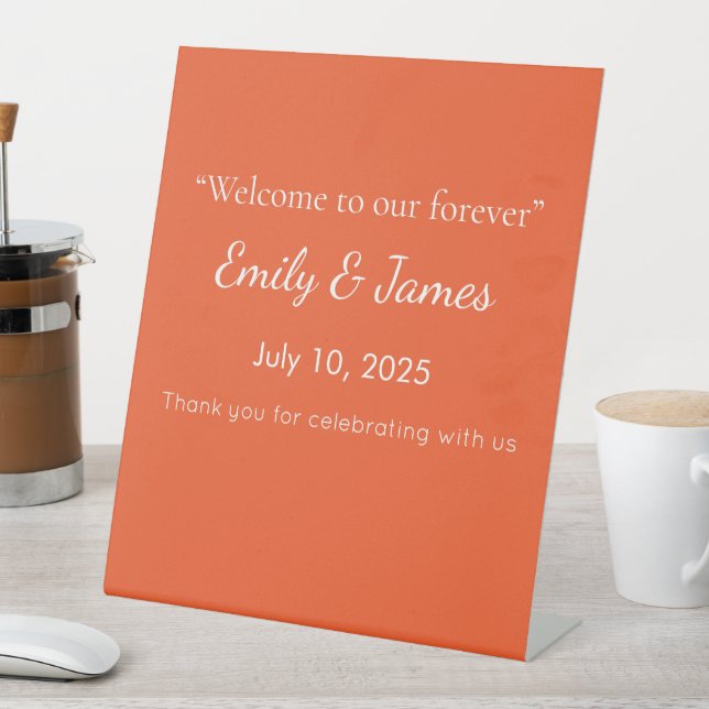 Bright Solid Orange Background  Pedestal Sign (In SItu)