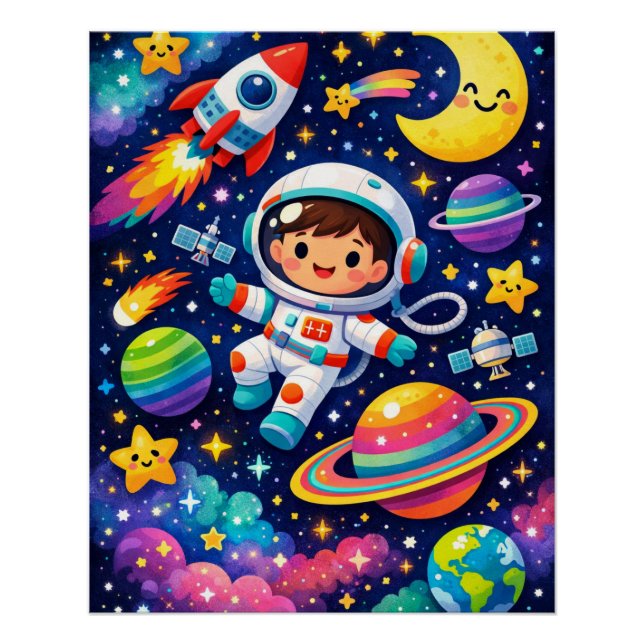 Bright Space Adventure Kids Wall Art (Front)