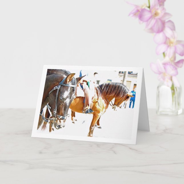 Bright Spanish Horses Portrait Card (Orchid)