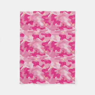 Bright Sparkle Pink Camouflage Chic Camo Glam Army Fleece Blanket