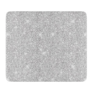 Bright Sparkle White Silver Colour Merry Christmas Cutting Board