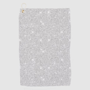 Bright Sparkle White Silver Colour Merry Christmas Golf Towel