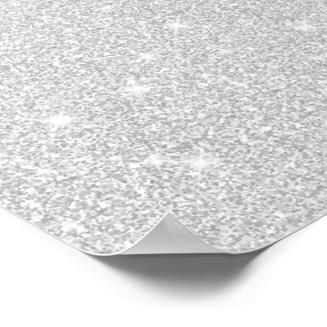 Bright Sparkle White Silver Colour Merry Christmas Poster (Corner)