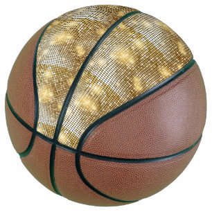 Bright sparkling golden sequin glitters disco ball basketball