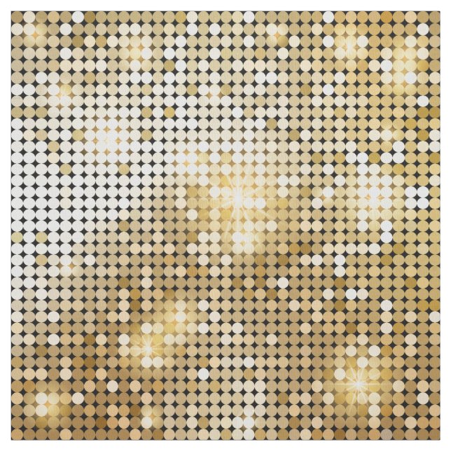 Bright sparkling golden sequin glitters disco ball fabric (Swatch)