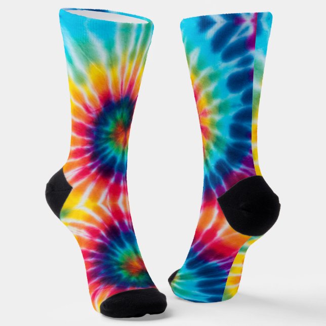 Bright Spiral Tie Dye Colourful Socks (Angled)