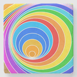 Bright Spiral Vortex Abstract Stone Coaster