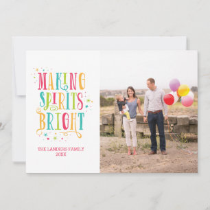 Bright Spirits Modern Holiday Photo Card