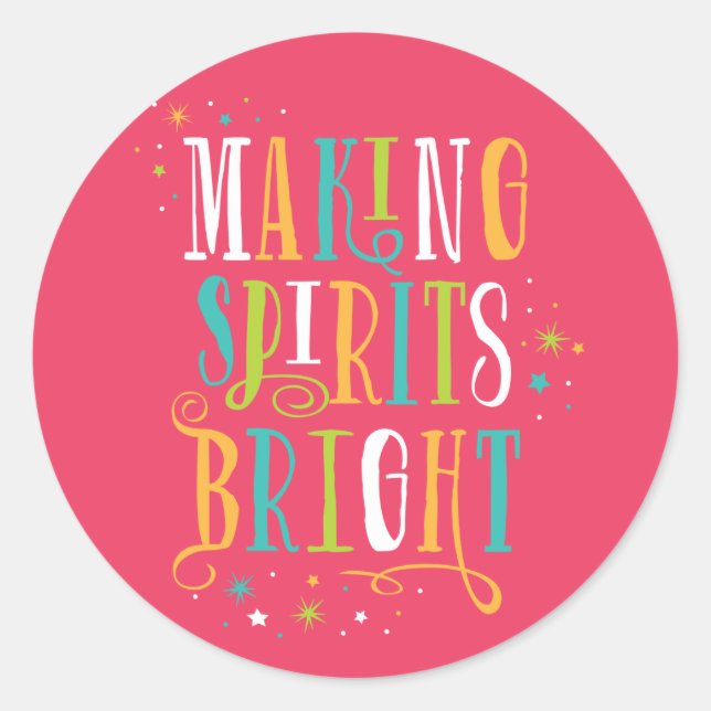 Bright Spirits Modern Holiday Sticker (Front)