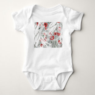 Bright Splash Red Poppy Watercolor Baby Bodysuit