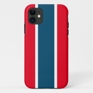 Bright Sporty Red White Ocean Blue Racing Stripes Case-Mate iPhone Case
