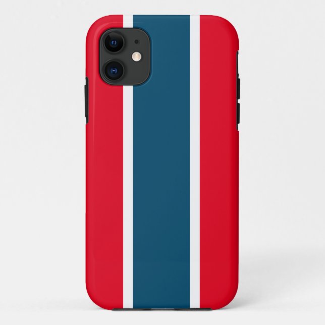 Bright Sporty Red White Ocean Blue Racing Stripes Case-Mate iPhone Case (Back)