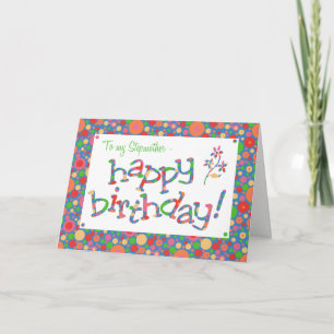 Bright Spots Pattern on Blue Stepmother Birthday Card