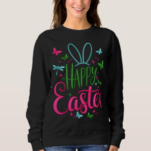 Bright Spring Butterflies Dragonflies Happy Easter Sweatshirt