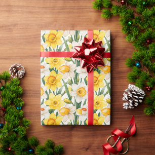 Bright Spring Daffodil Botanical Art Wrapping Paper