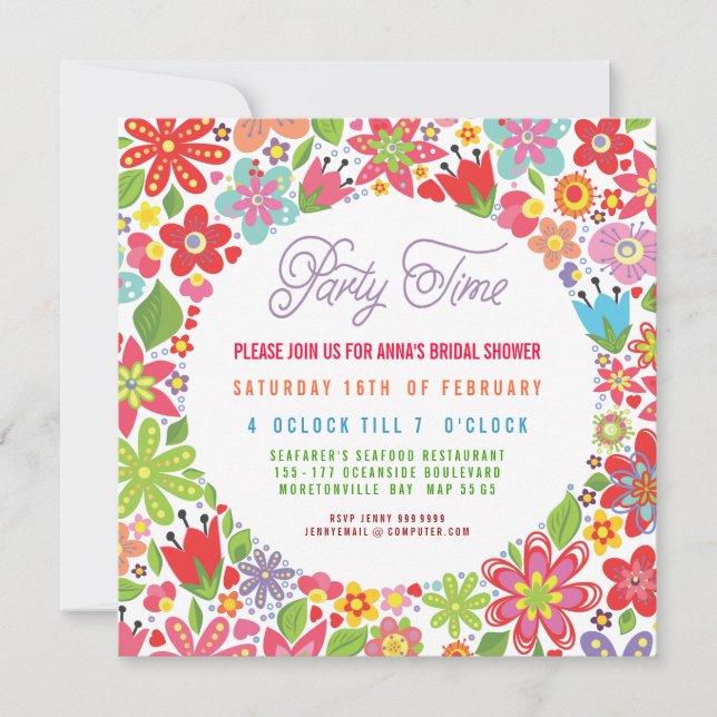 BRIGHT SPRING FLORAL BRIDAL SHOWER INVITATION (Front)