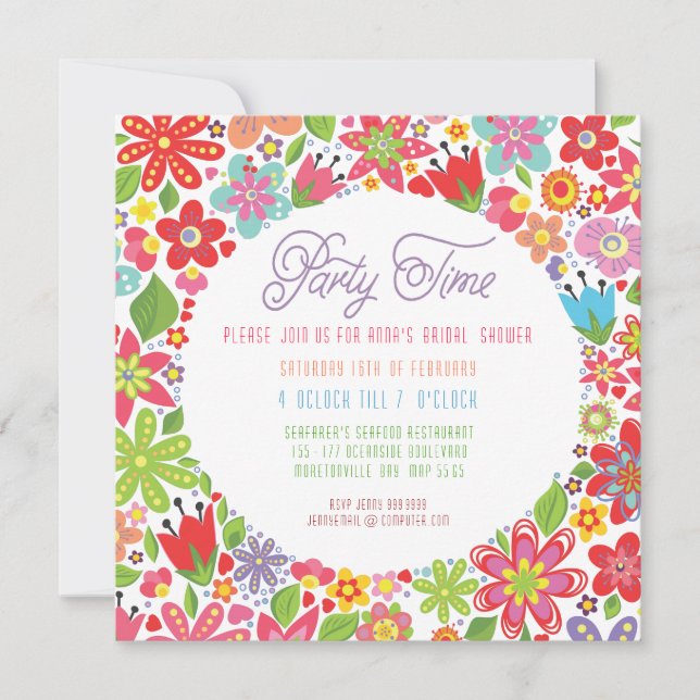 BRIGHT SPRING FLORAL BRIDAL SHOWER INVITATION (Front)