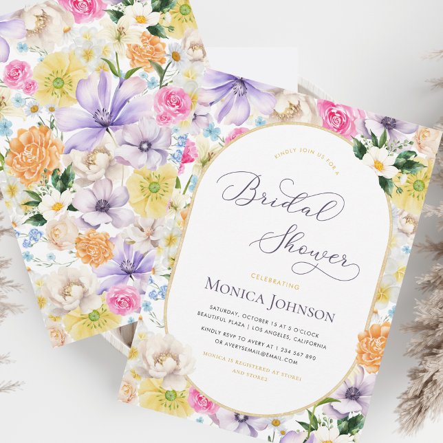 Bright Spring Floral Garden Bloom Bridal Shower Invitation (Creator Uploaded)