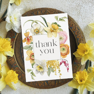 Bright Spring Garden Watercolor Floral Thank You Card