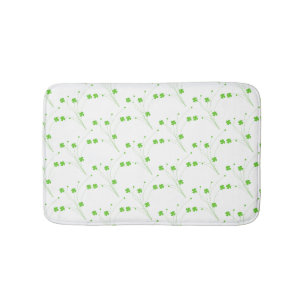 Bright Spring Green Flowers, Small Floral Print Bath Mat
