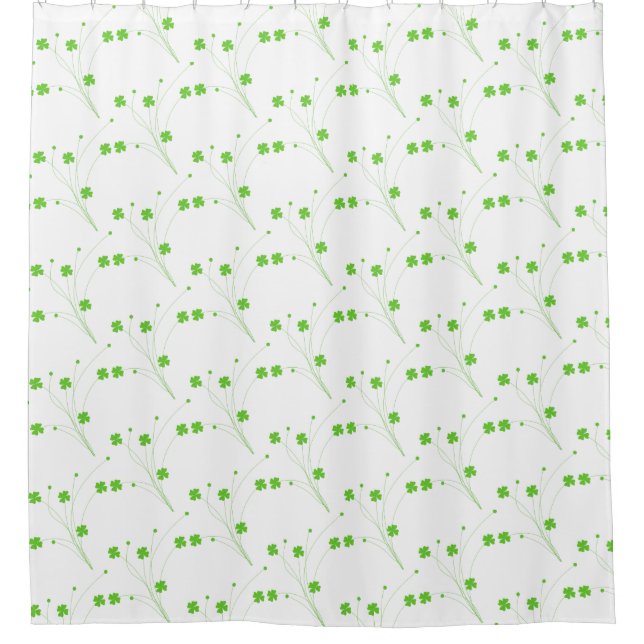 Bright Spring Green Flowers, Small Floral Print Shower Curtain (Front)