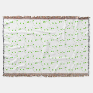Bright Spring Green Flowers, Small Floral Print Throw Blanket