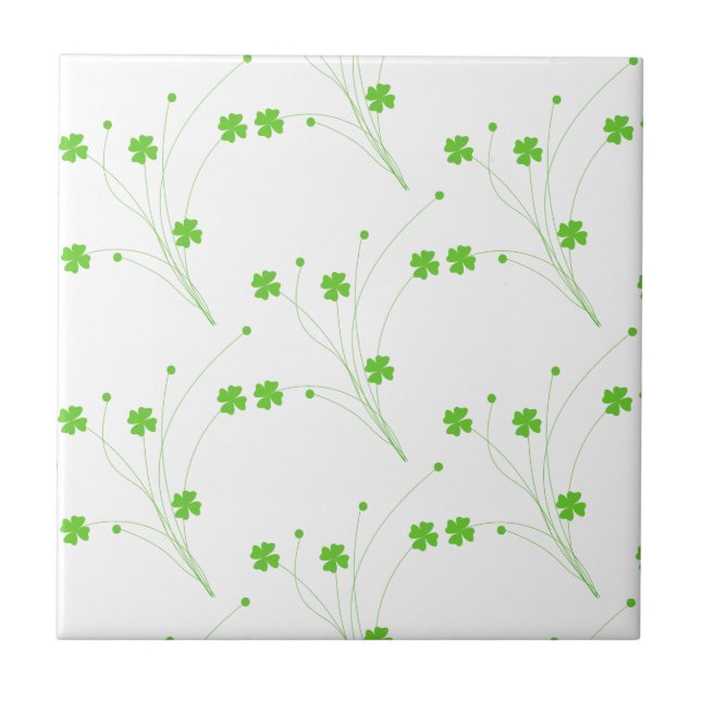 Bright Spring Green Flowers, Small Floral Print Tile (Front)