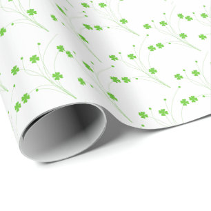 Bright Spring Green Flowers, Small Floral Print Wrapping Paper